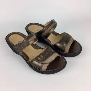 Clarks Unstructured Un Ames Bronze Platform Wedge Sandal 8
